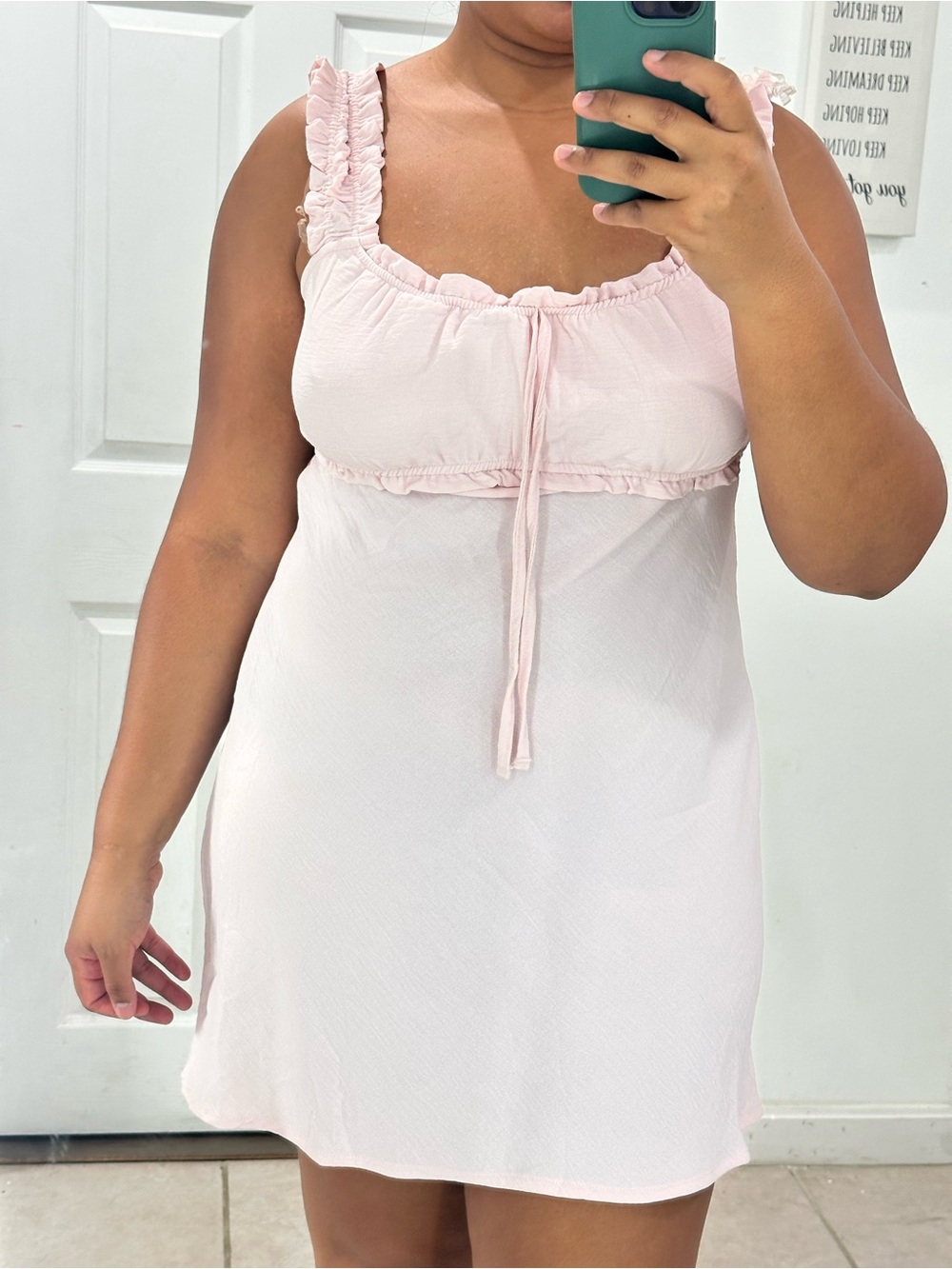 Women's Ruffle-Trim Chemise Nightgown - Light Pink